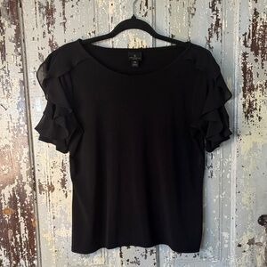 Worthington Black Ruffle Sleeve Blouse